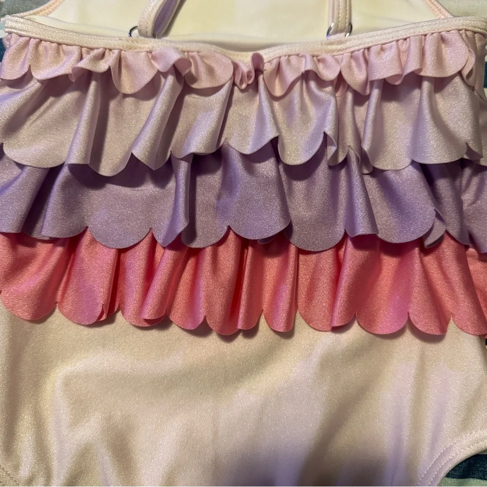 NWT TUTU DU MONDE rainbow rock‎ swimsuit in CRYSTAL PINK MIX 4/5 scalloped